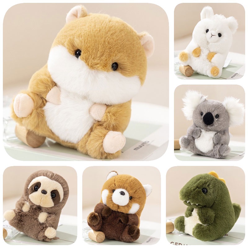 Plushies Bentuk Hewan Panda, Koala, Sloth, Hamster, Alpaka, Dinosaurus, Terbuat Dari Kain Plush Pendek Dan Isi Katun Pp, Bagus Untuk Dekorasi Kamar Anak