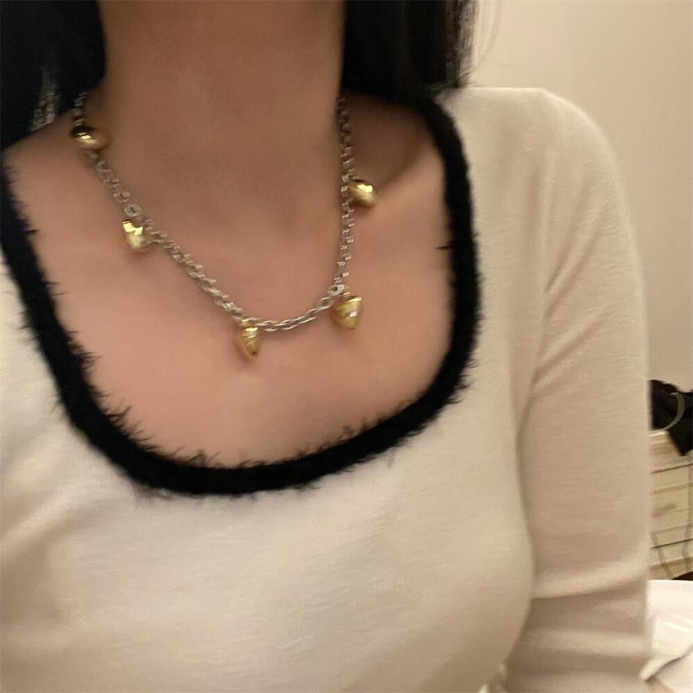 Y2k Vintage Jantung Liontin Kalung Gadis Pedas Tulang Selangka Rantai Chocker Perhiasan Aksesoris