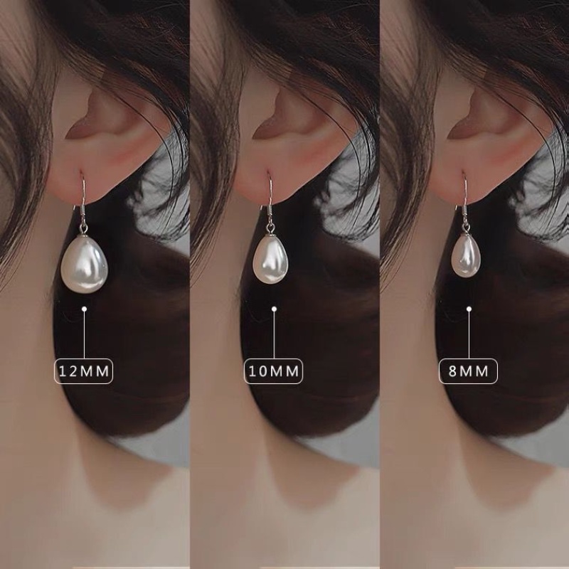 Anting Mutiara Sederhana Korea Anting Tetesan Air Retro Wanita Kelas Tinggi Anting Elegan Anting Pejantan Perak