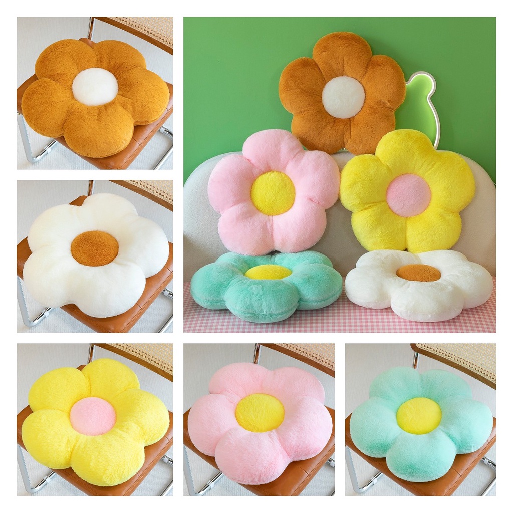 Fuzzy Blossom Cushion Bantal Lempar Krisan Nyaman Dan Warna Warni