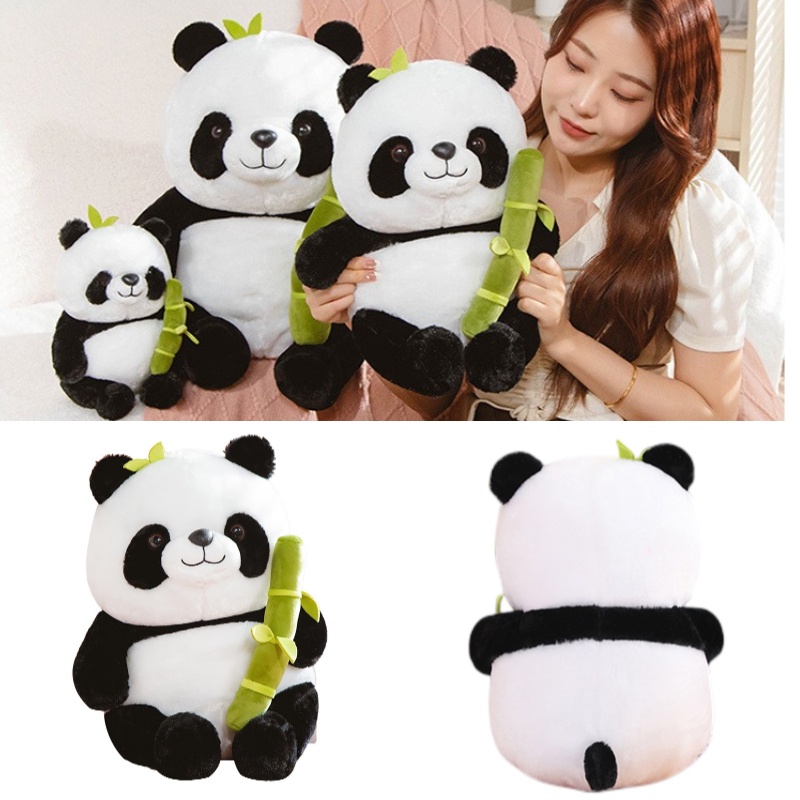 Boneka Binatang Panda Lembut Dan Menggemaskan Dengan Bambu Hadiah Ideal Untuk Semua Usia