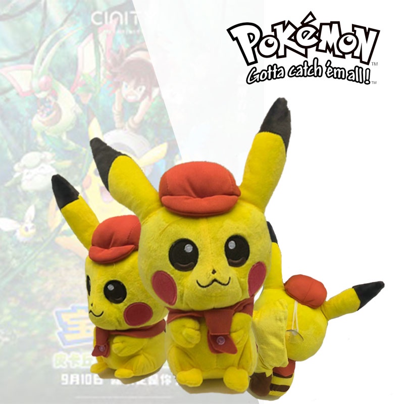 Topi Merah Menggemaskan Pikachu Plushie Ideal Untuk Fans Anime Pokemon, Pendek Mewah