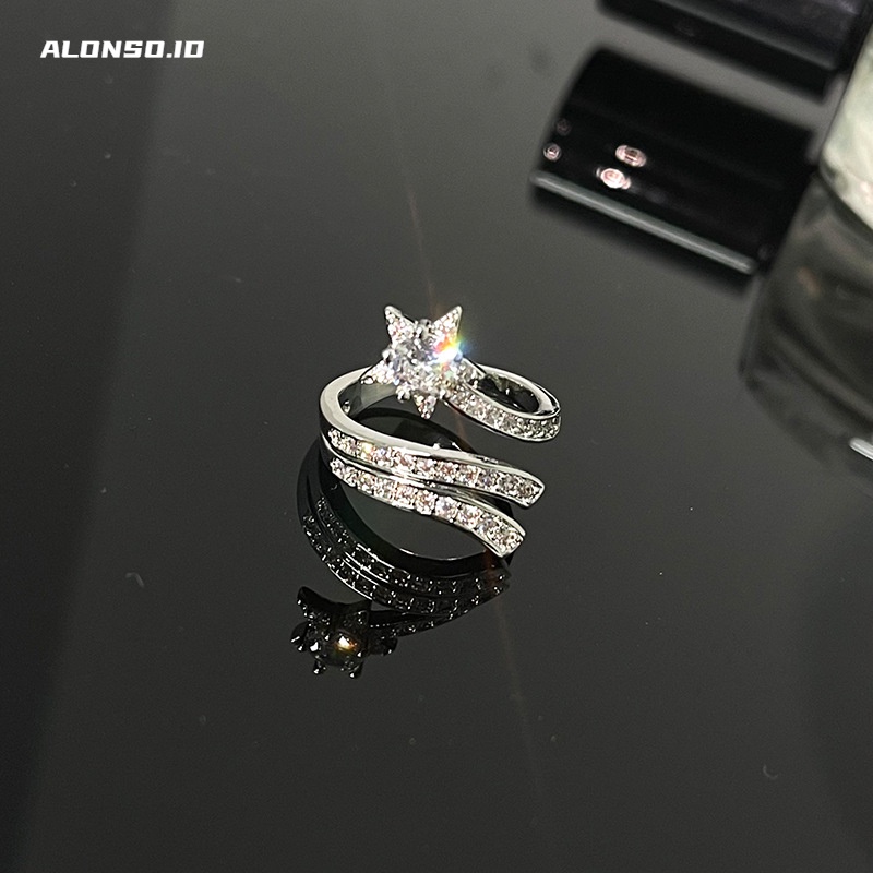 Cincin Bintang Zirkon Aksesoris Kepribadian Mewah Ringan Harajuku