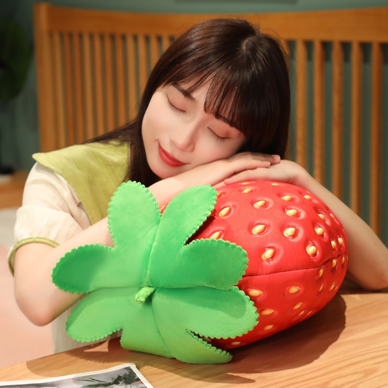 35 cm Strawberry Plush Toy Sofa Throw Pillow Bantal Pinggang Kantor Boneka Boneka Buah