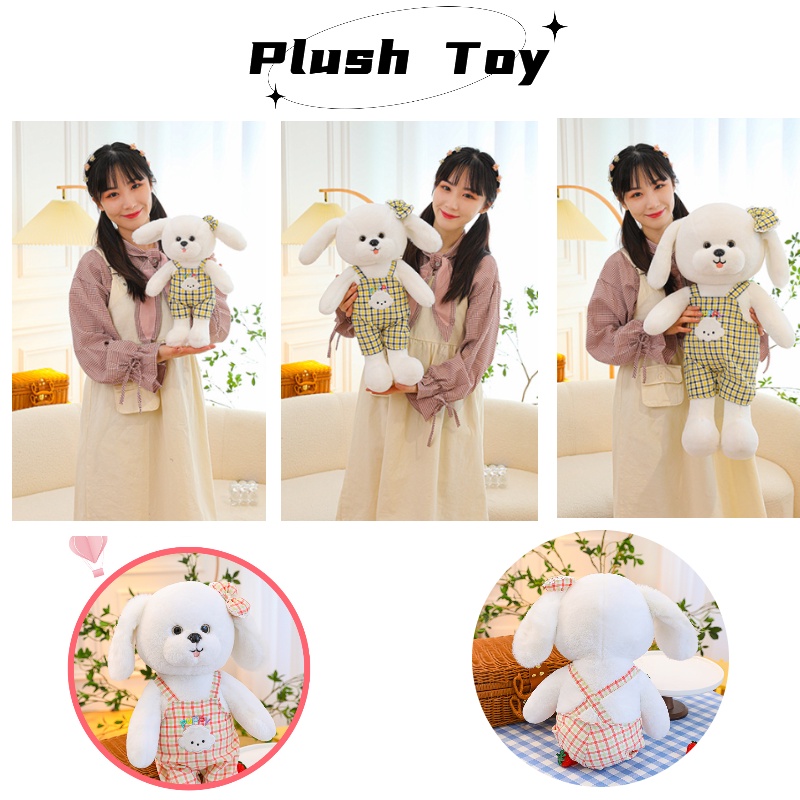 Boneka Bear Grabber Mainan Plush Anjing Tali Motif Kotak-Kotak Lucu Untuk Anak Dan Dewasa