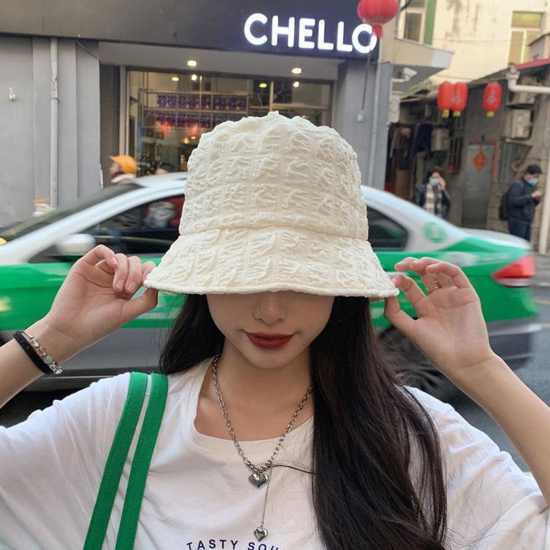 Topi Nelayan Seersucker Lipit Versi Korea Mode Sederhana