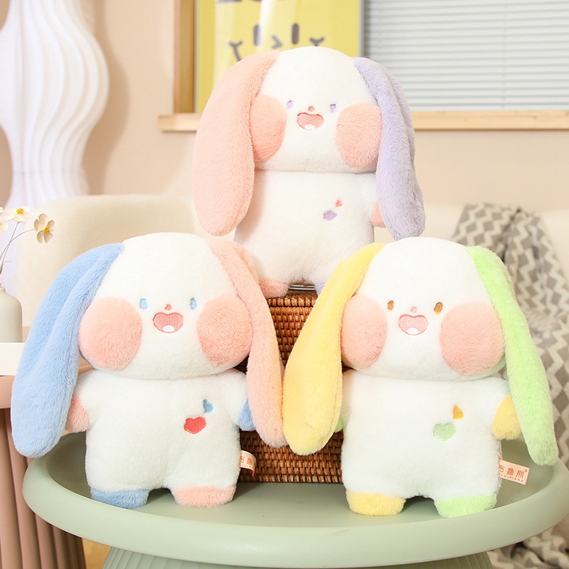 Lovely Rabbit Stuffed Animal Dengan Wajah Dan Telinga Kartun Lucu