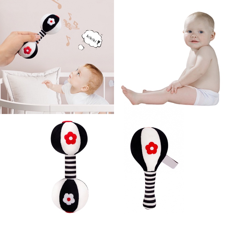 Serta Palu Pasir Hitam Newborn Putih Dumbbell Rattle Set Edukasi Untuk Dini