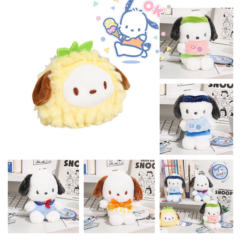 Mainan Keyring Mewah Anjing Sanrio Pochacco Asli Untuk Pelajar Remaja, Tinggi 7cm /2.76in