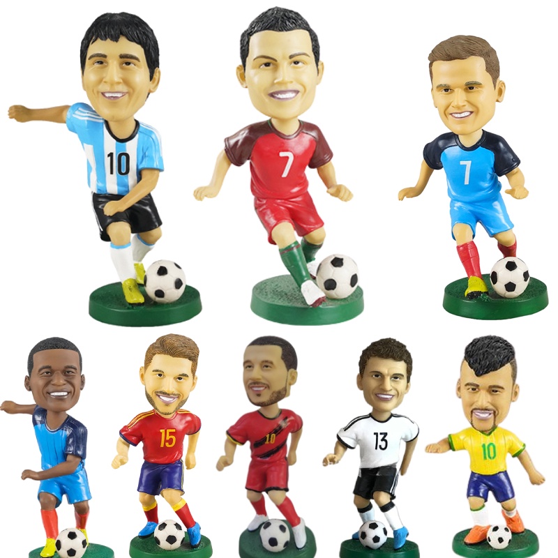 Bobbleheads Pemain Sepak Bola Resin 18cm Trendy Dan Kreatif Untuk Dekorasi Rumah Dan Kantor