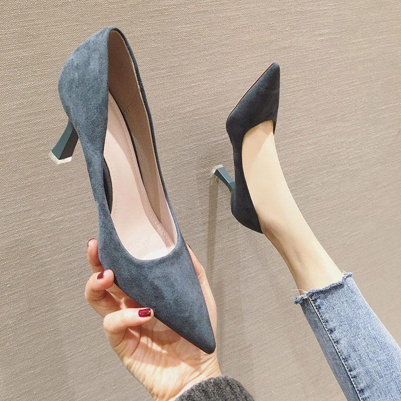 New Trend |Sepatu Wanita Premium Large Heels 41-42-43 Spring Black Women's Professional Work Slim Se