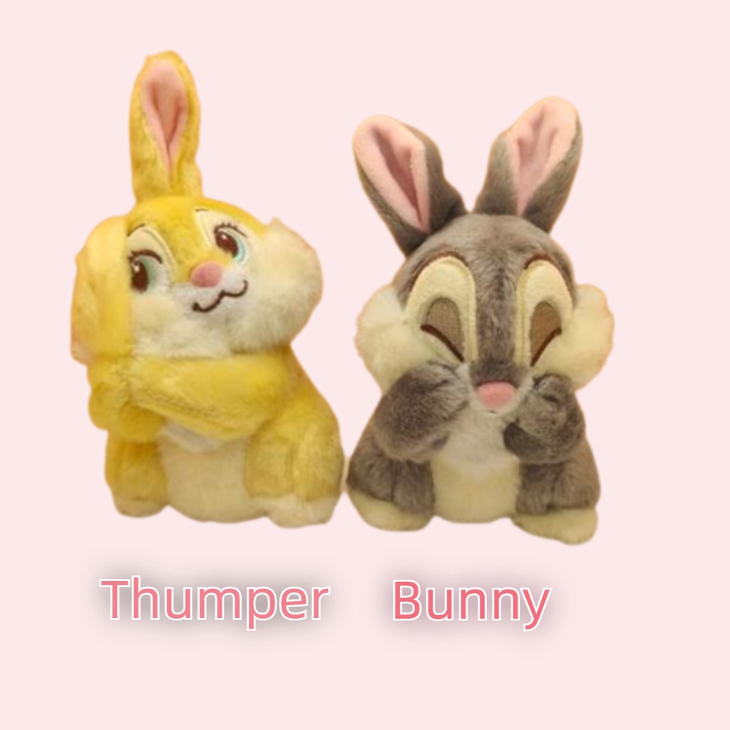 Adorable Grey Samper Rabbit And Yellow Bonnie Rabbit Mainan Mewah