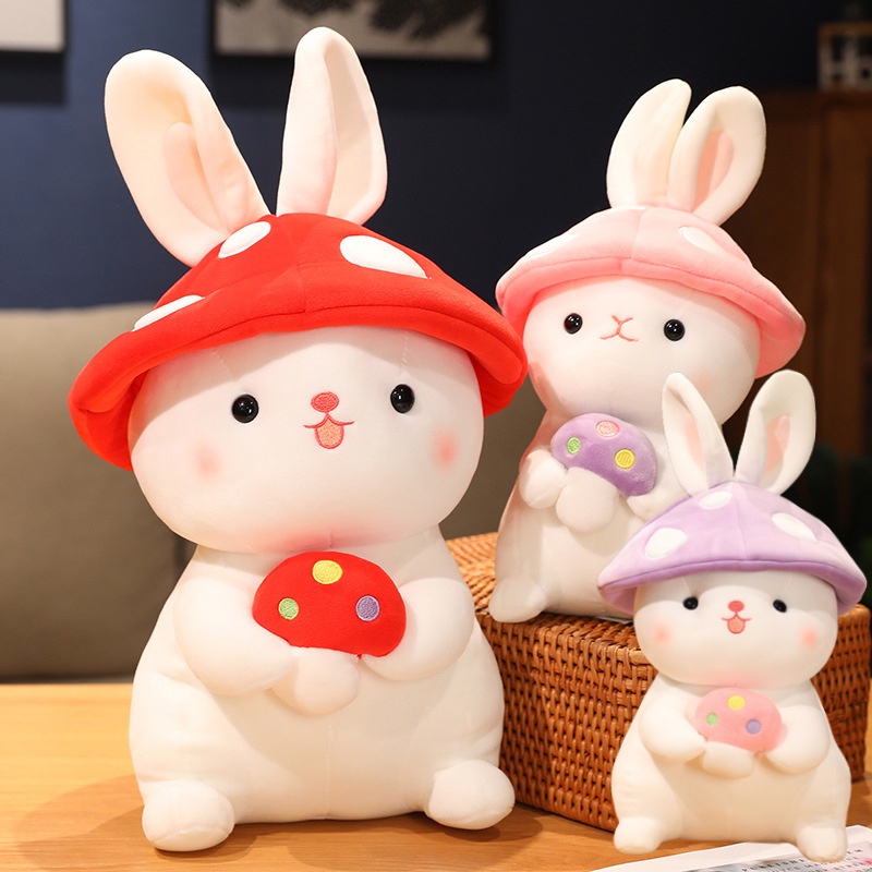 Snuggly Mushroom Bunny Stuffed Animal Cocok Untuk Anak Dan Dewasa Bulu Serat Elastis Amonia Ultra-Lembut