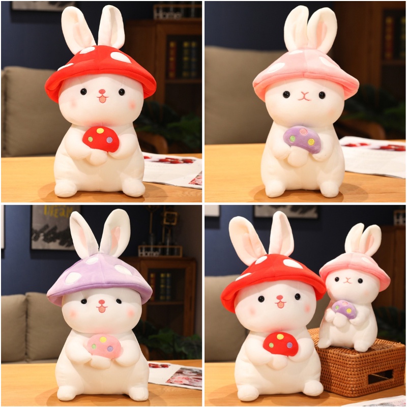 Snuggly Mushroom Bunny Stuffed Animal Cocok Untuk Anak Dan Dewasa Bulu Serat Elastis Amonia Ultra-Lembut