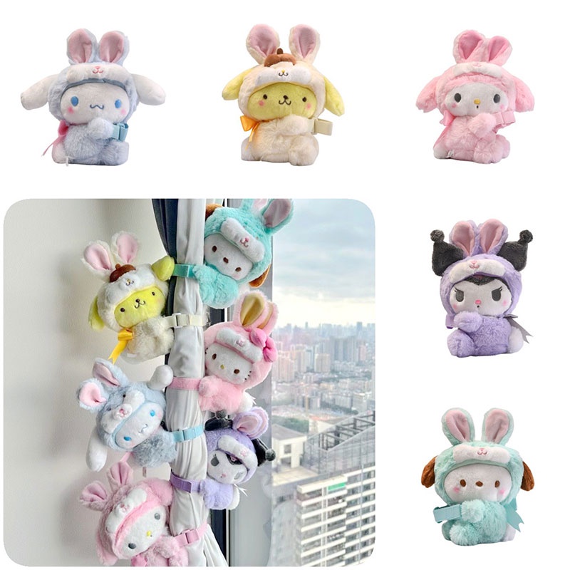 And charming Fun Kuromi My Melody Cinnamoroll HelloKitty Coelho Plushie Jendela Untuk Gorden