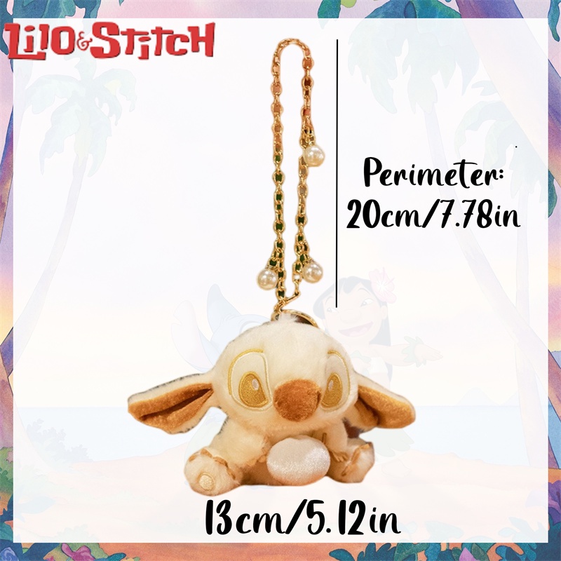 Golden Stitch Mainan Mewah Gantungan Kunci Mutiara Lilo &amp; Stitch Dekorasi Kartun Hadiah Anak Perempuan