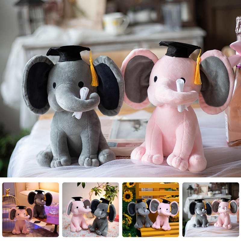 Boneka Plush Gajah Lembut Dan Cuddly Wisuda Sempurna Memento