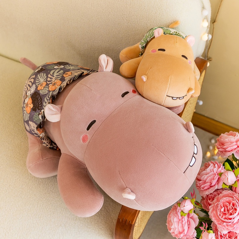 Fluffy Hippopotamus Plushie, Cocok Untuk Nap Time, Berkualitas Dan Tahan Lama, 55cm