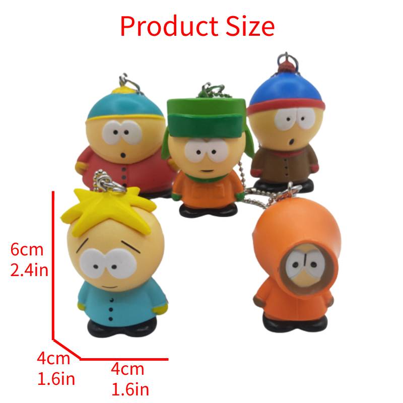 5 Pcs SouthPark Kartun Gantungan Kunci Figure Boneka Ornamen Tas Dekorasi Liontin Hadiah Anak