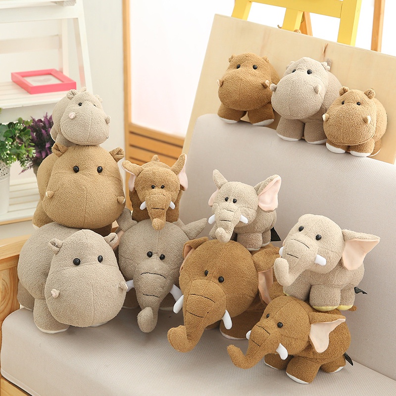 Plushies Ukuran Plus Untuk Anak Gajah Dan Hippo