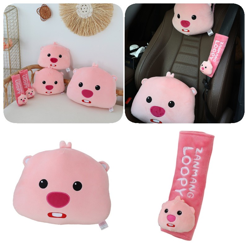 38 Cm/28 cm Kartun Pororo Beaver Loopy Mewah Mobil Headrest Bantal Kursi Sabuk Penutup Bahu