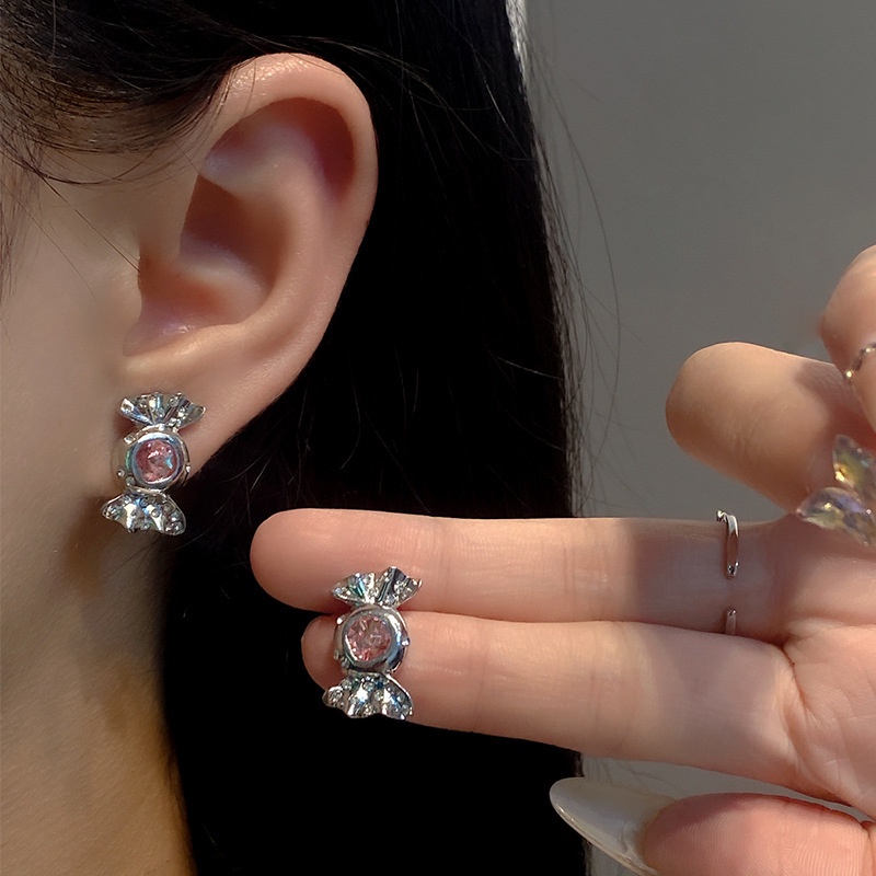 Anting Permen Lipit Aksesoris Temperamen Sederhana Indah