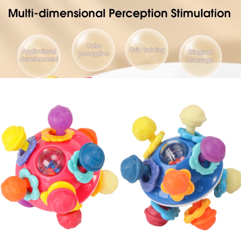 Vibrant Colours Baby Sensory Space Flying Saucer Mainan Grabber Tangan