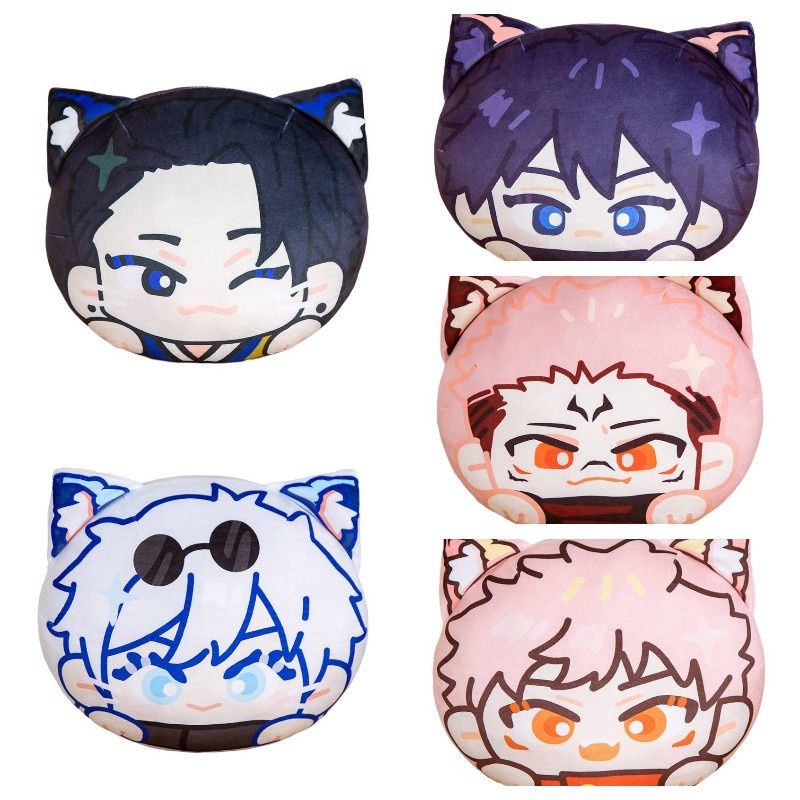 Jujutsu Kaisen Bantal Dan Gantungan Kunci Plush Dengan Cetakan Satoru Gojo, Itadori Yuji, Megumi Fushiguro, Suguru Geto, Sukuna Kartun