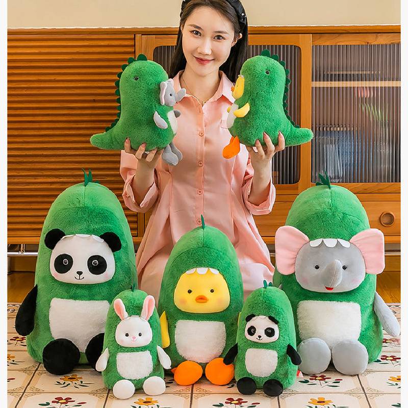 Plushie Dinosaurus Pengubah Rambut Pendek Lembut Nyaman Dan Tahan Lama Ideal Untuk Dekorasi Bermain Dan Kamar Anak Tersedia 4desain Hewan