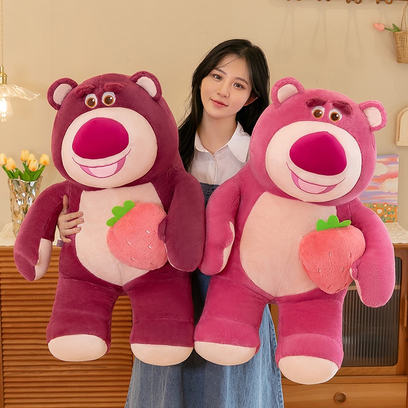 Boneka Bear Pink Strawberry Plush Dengan Kombinasi Bantal Strawberry! An Tak Tertahan