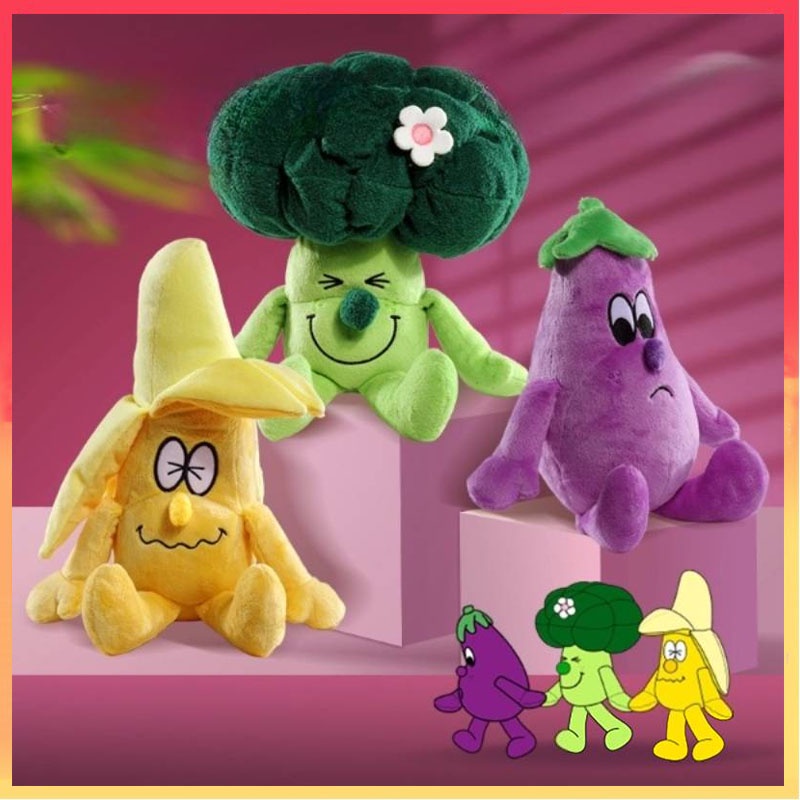 Jellycat Sayur Mainan Mewah Brokoli Pisang Terong Tanaman Boneka Boneka Hadiah