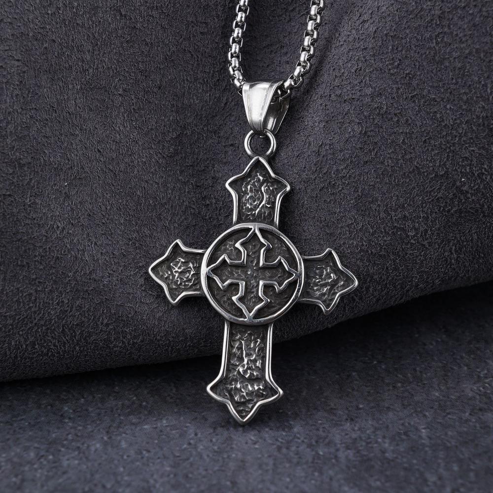 [X C Kalung] Fashion Baru Hip Hop Punk Vintage Viking Seri Salib Baja Titanium Liontin Kalung Pria Liontin Kalung Aksesoris Perhiasan Hadiah