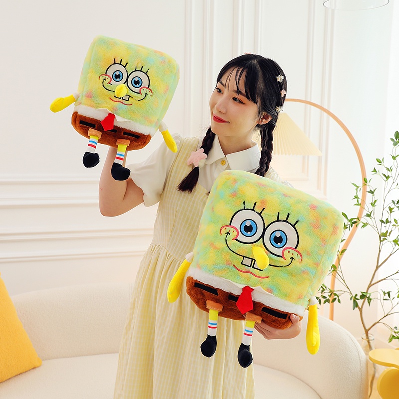 Mainan Boneka Plush Spongebob Berwarna Pelangi