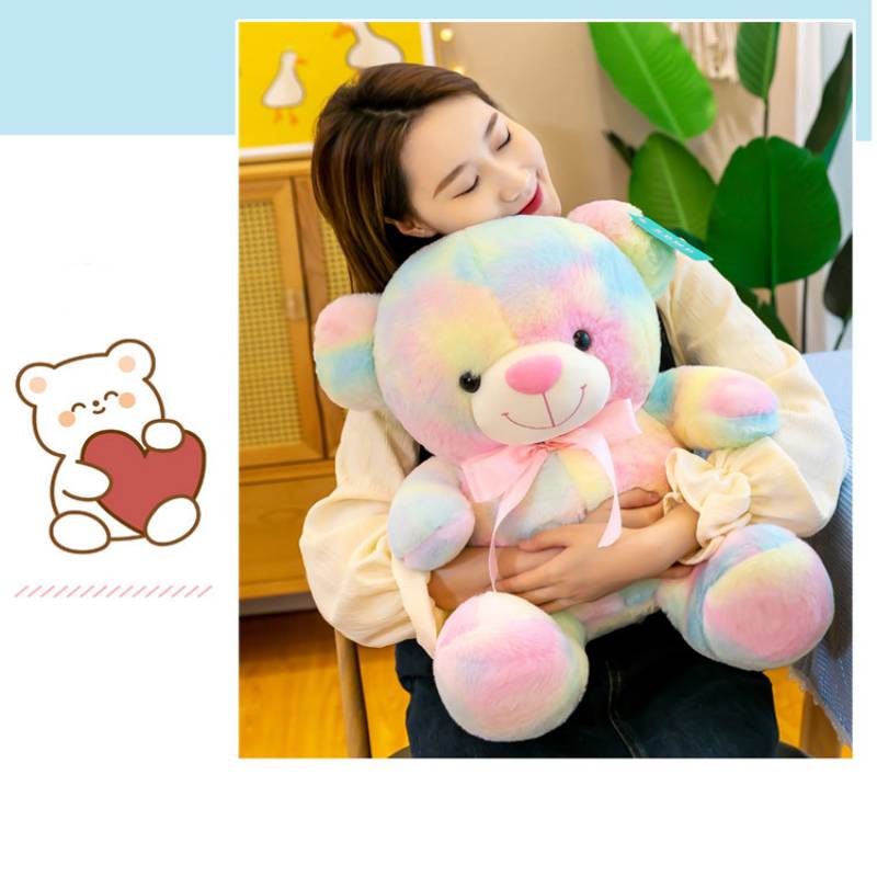 65cm Rainbow Bear Mainan Mewah Boneka Teddy Boneka Warna-Warni Hadiah Ulang Tahun Anak Perempuan