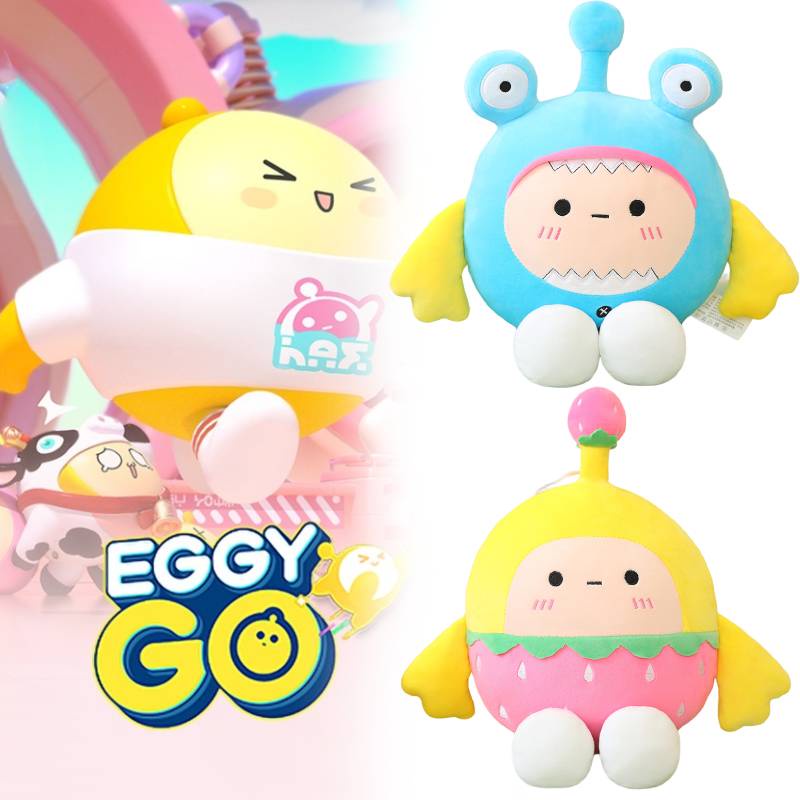 Egg Puff Party Doll Bantal Mainan Mewah Dengan Model Strawberry Dan Hiu Yang Dibuat Dengan Isian Katun Pp Dan Kain Mewah Lembut