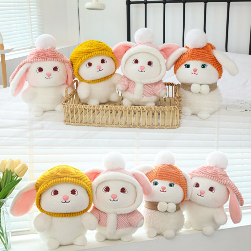 Adorable Rabbit Stuffed Animal Dengan Pilihan Topi Warna-Warni Untuk Anak Perempuan Ide Hadiah Sempurna