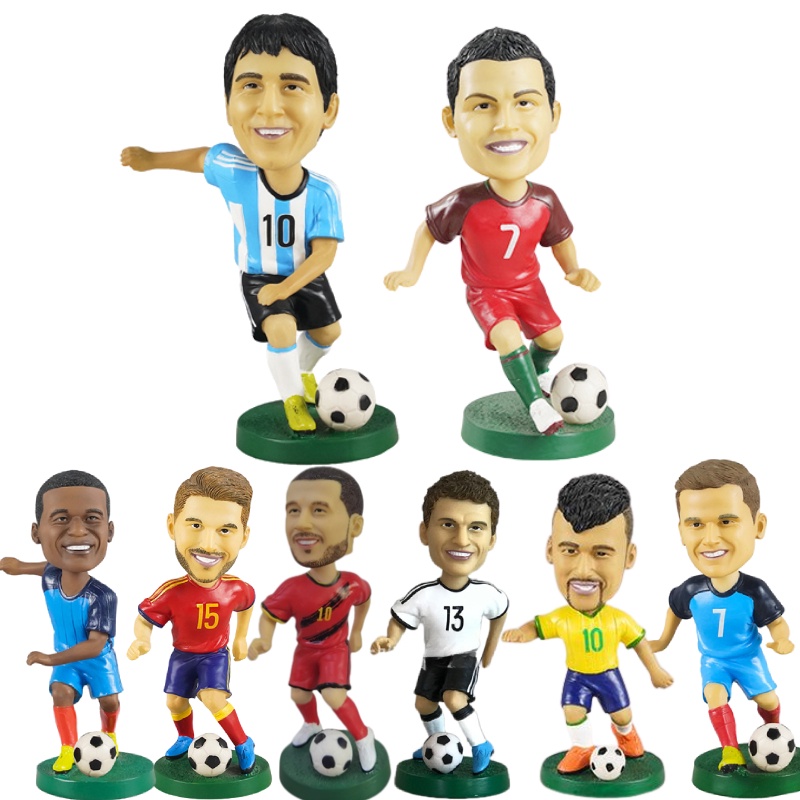 Bobbleheads Pemain Sepak Bola Resin 18cm Trendy Dan Kreatif Untuk Dekorasi Rumah Dan Kantor