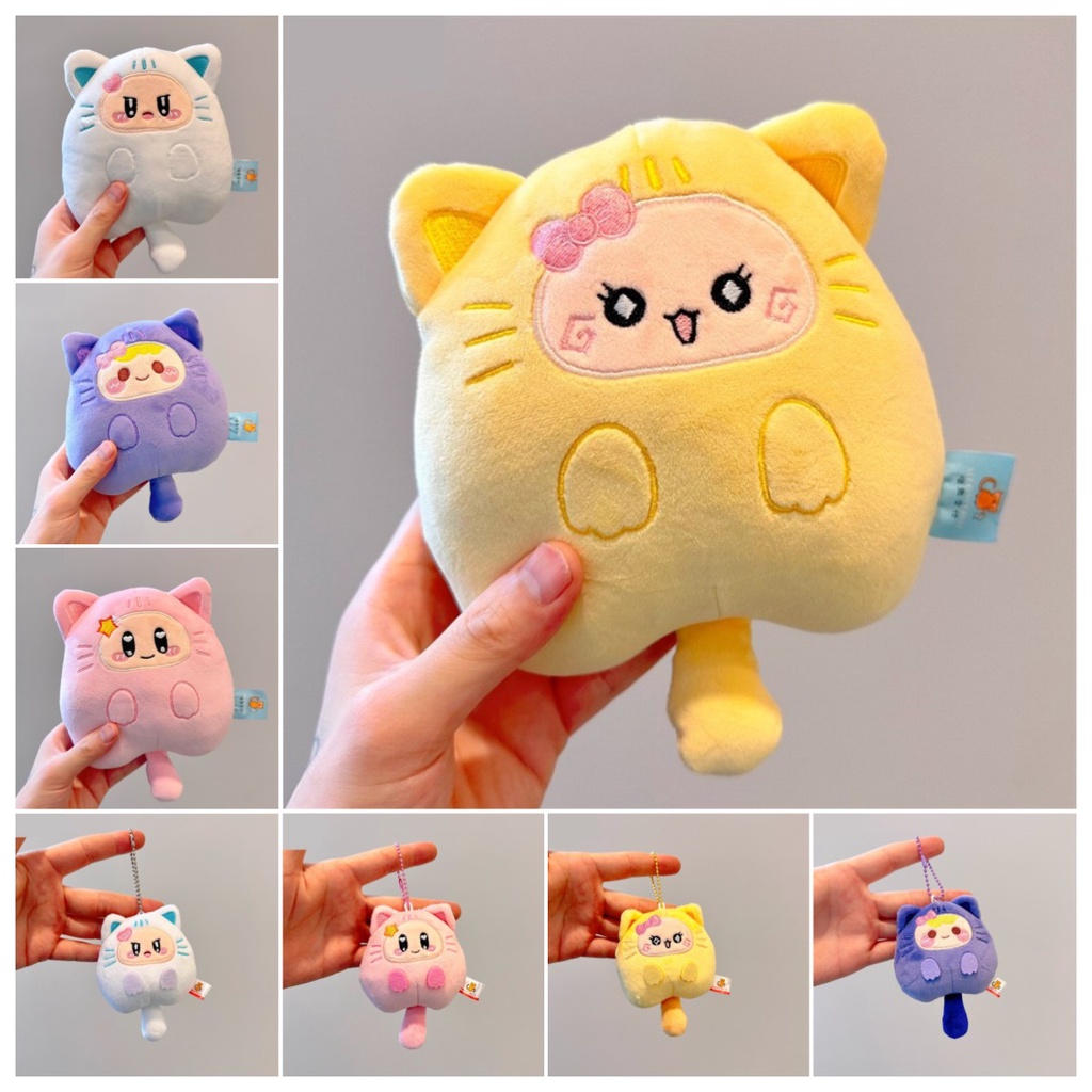 Ornamen Patung Boneka Kucing Binatang Boneka Plush Pendek Lembut