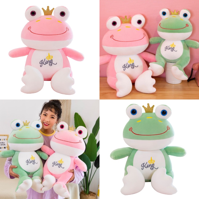 Mainan Boneka Kodok Hewan Dengan Mahkota Lembut Peluk Bantal Dekorasi Plushie Hadiah