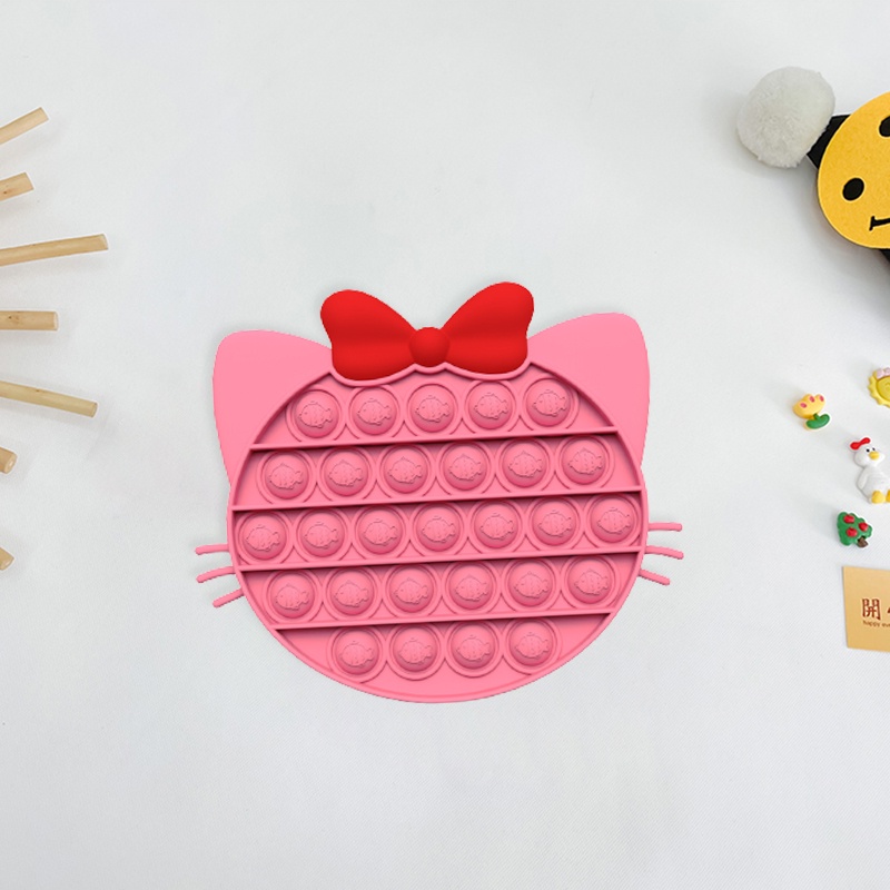 Pop Fidget Its Toys Pad Game Penghilang Stress Terbaru Desain Kucing Pink Menggemaskan