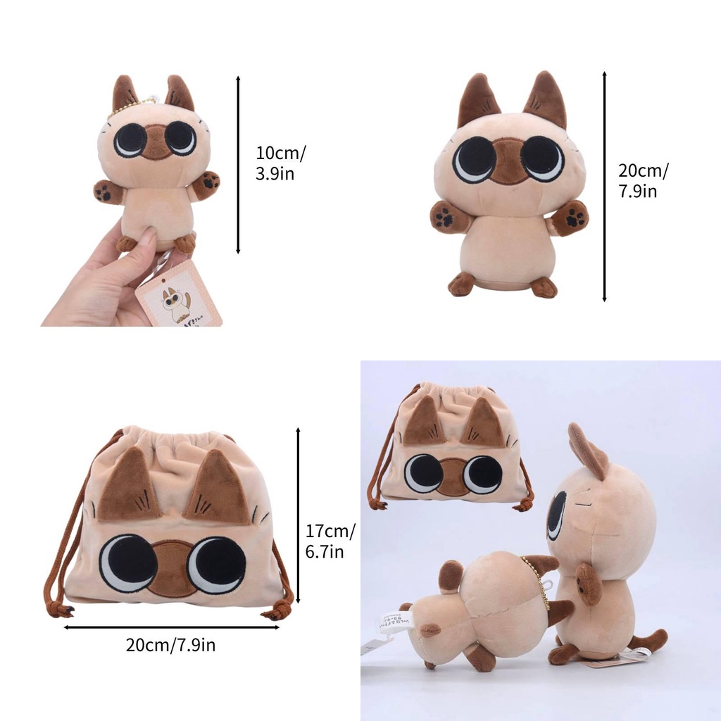 Wajib Dimiliki Pecinta Kucing Siam Kacang Tempel Boneka Plush Hiasan Gantung Dan Mainan Serut Combo!