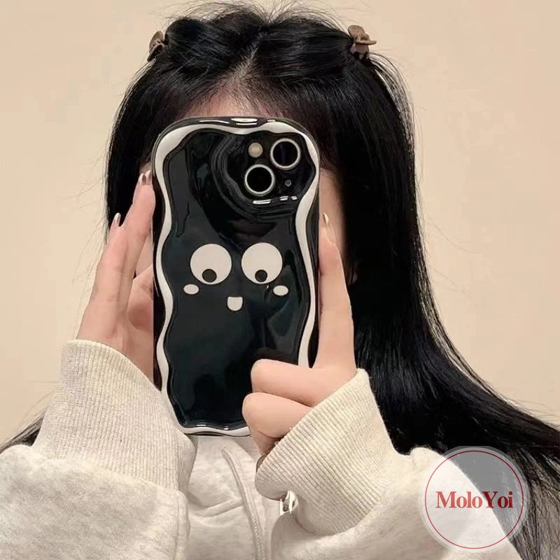 Case Motif Leopard Hitam Putih Simple Kompatibel Untuk IPhone 7Plus XR X XS Max11 12 13 14 Pro Max7 6 8 6s Plus SE 2020 3D Wavy Curved Edge Soft Cover