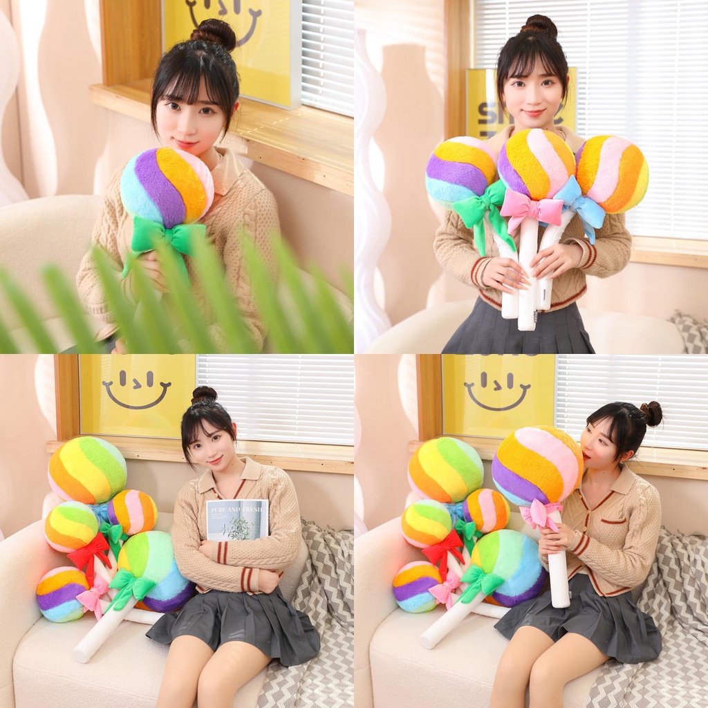 Rainbow Lollipop Plush Doll By Dreamer, Tersedia Dua Ukuran Dan 58cm), Cocok Untuk Anak Dan Remaja
