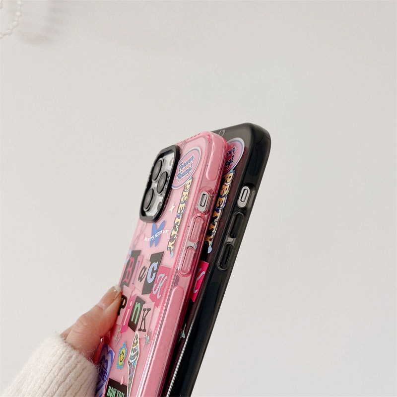 IPHONE Korea Blackpink Casing Ponsel Label Tanda Tangan Pribadi Untuk Iphone14 13 12 11 Pro Max XR X/XS Max Plus Tahan Jatuh Blackpink