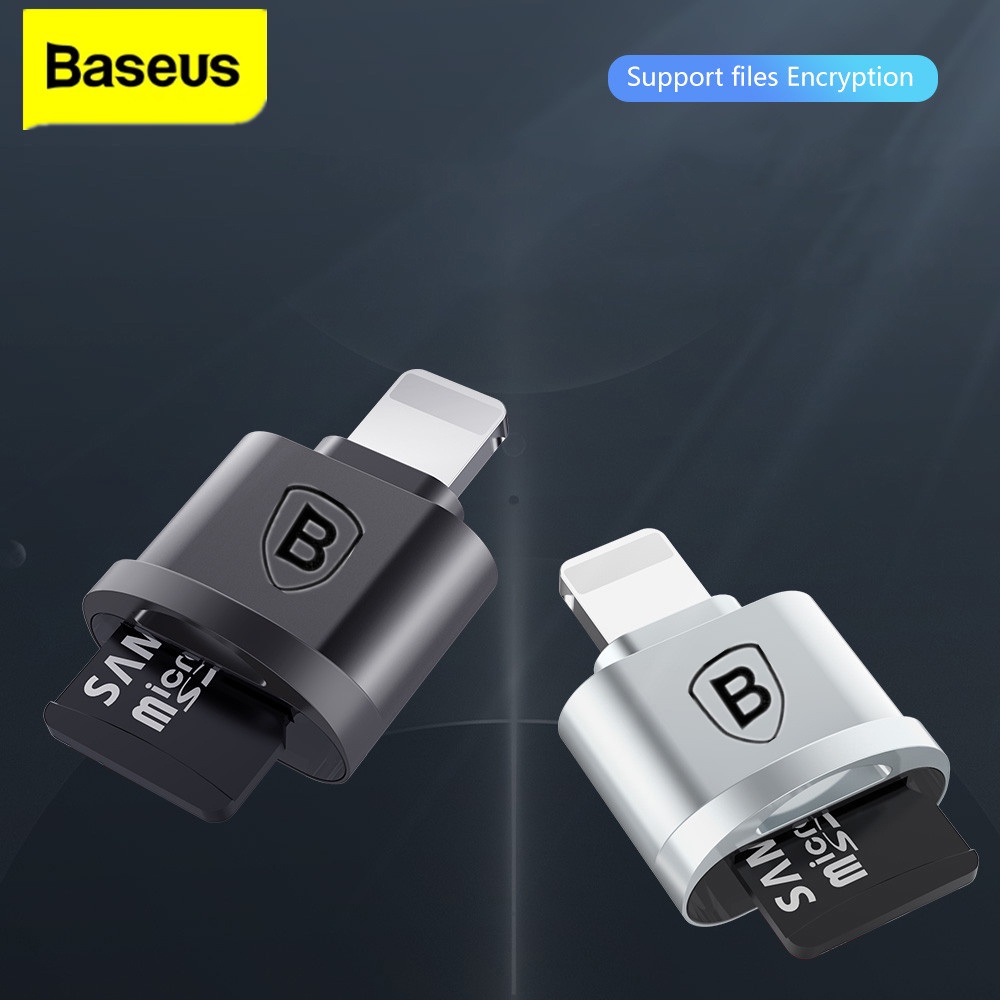 Baseus Mini Micro SD TF Card Reader Pembaca Kartu Memori OTG 8pin Untuk Adaptor Telepon