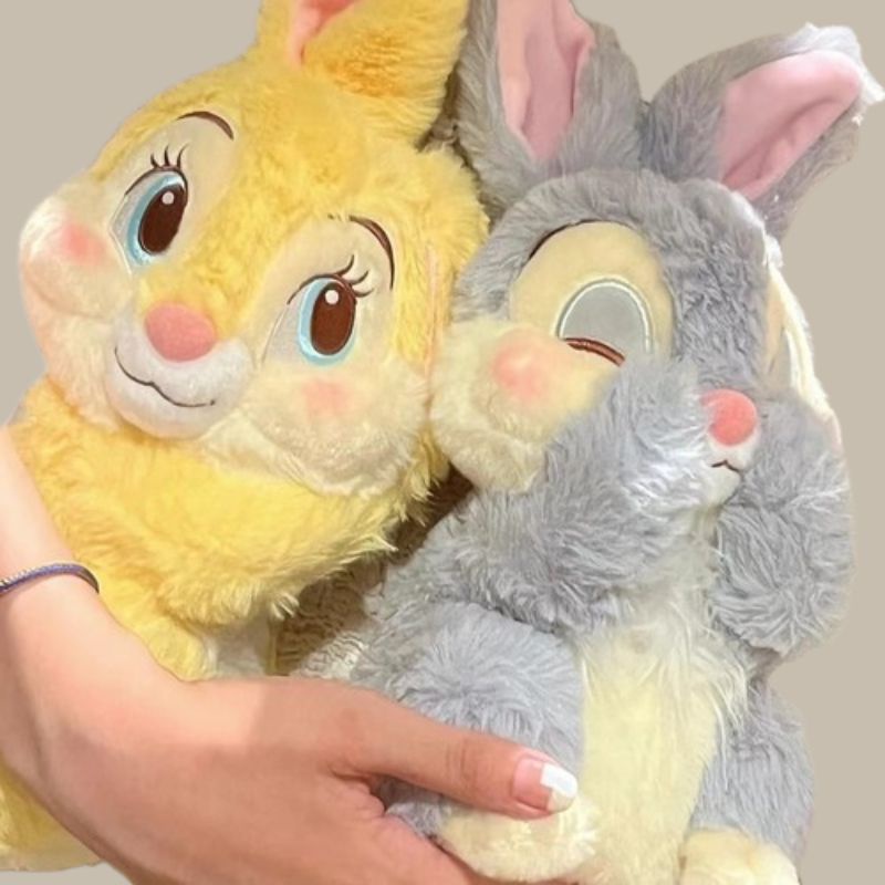 Adorable Grey Samper Rabbit And Yellow Bonnie Rabbit Mainan Mewah