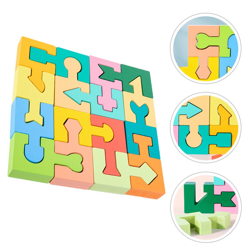 Dc 16-piece Shape-matching Puzzle Blocks Untuk Anak-Anak Mendorong Kreativitas Dan Solusi Masalah