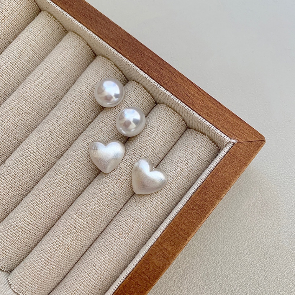 Deartiara Adalah Anting Cinta Putih Mutiara Imitasi Gaya Dua Potong Untuk Wanita Dengan Kepribadian Retro, Anting Simple Dan Serbaguna