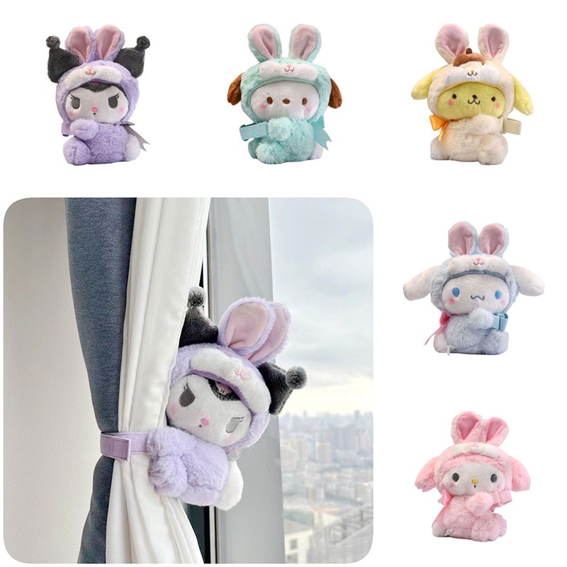 Coelho Mainan Boneka Plushie Kartun Untuk Tirai Jendela Yang Menampilkan Karakter Kuromi My Melody HelloKitty Cinnamoroll Lucu.