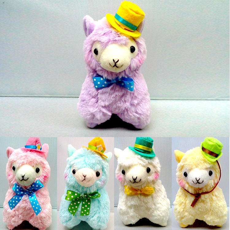 Arpakasso Amuse Alpacasso 6.5&quot; Mainan Mewah Alpaka Menggemaskan Dengan Topi Ungu Pink